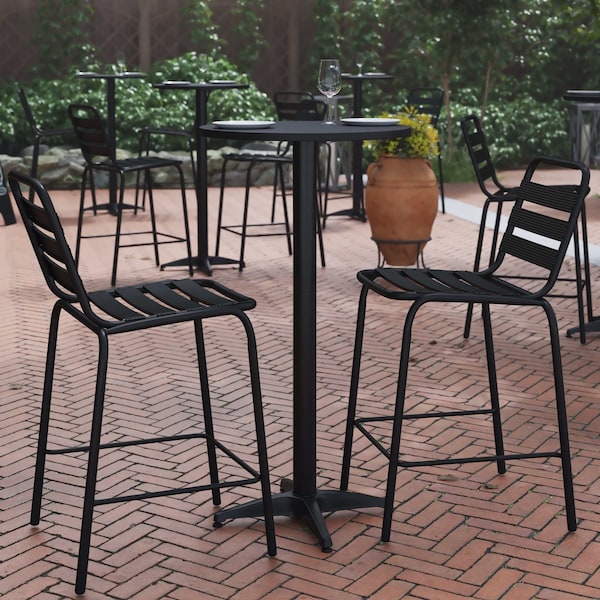 Flash Furniture 23.5 in L, 23.5 in W, 43.5 in H, Aluminum, Plastic, Stainless Steel Top, Black TLH-059B-BK-GG - main